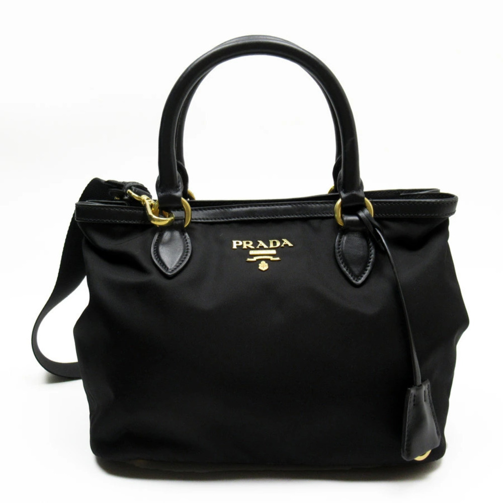 Prada Tessuto 2way Saffiano Leather Handbag Black